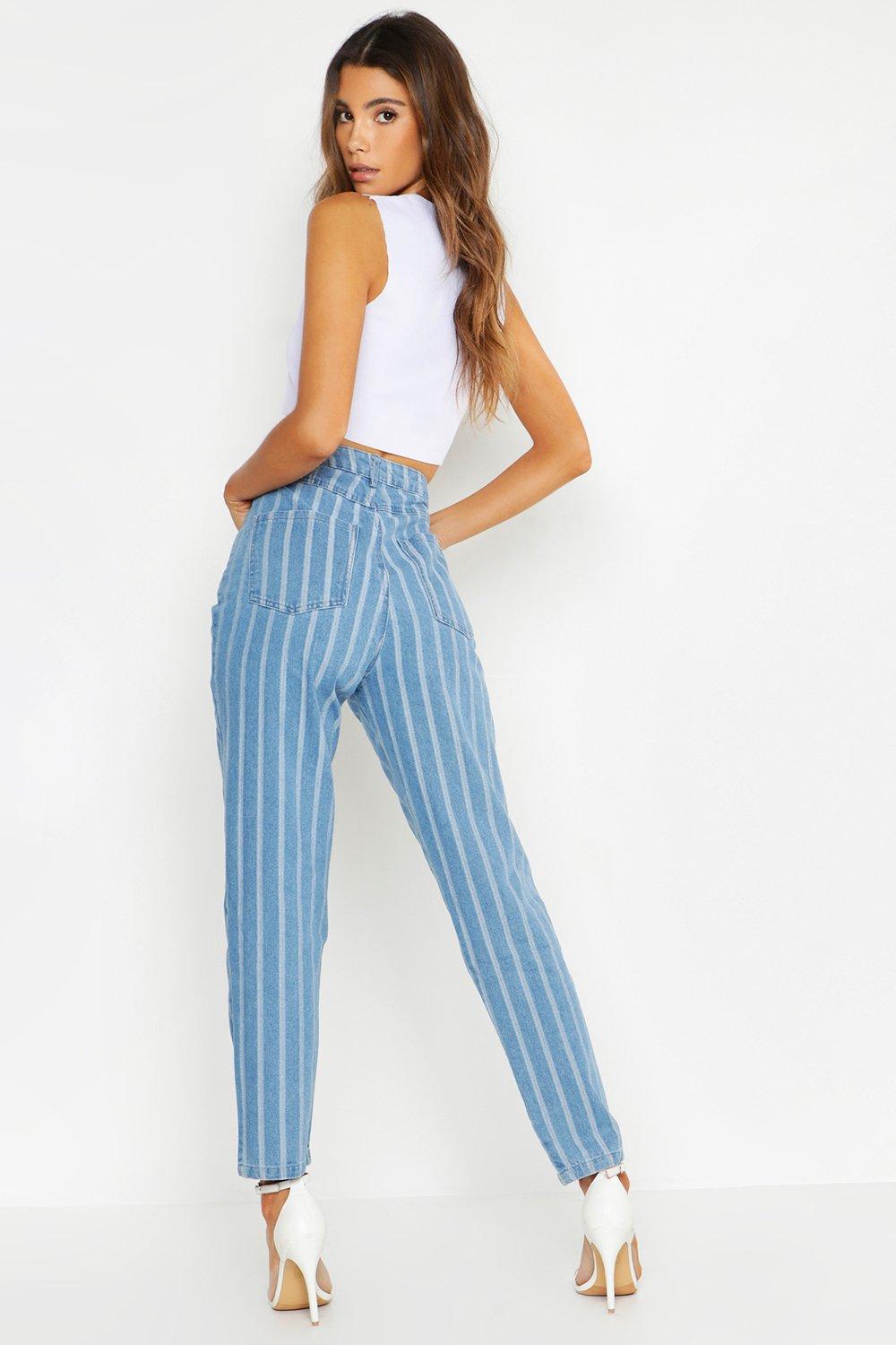 Blue and white striped mom sale jeans